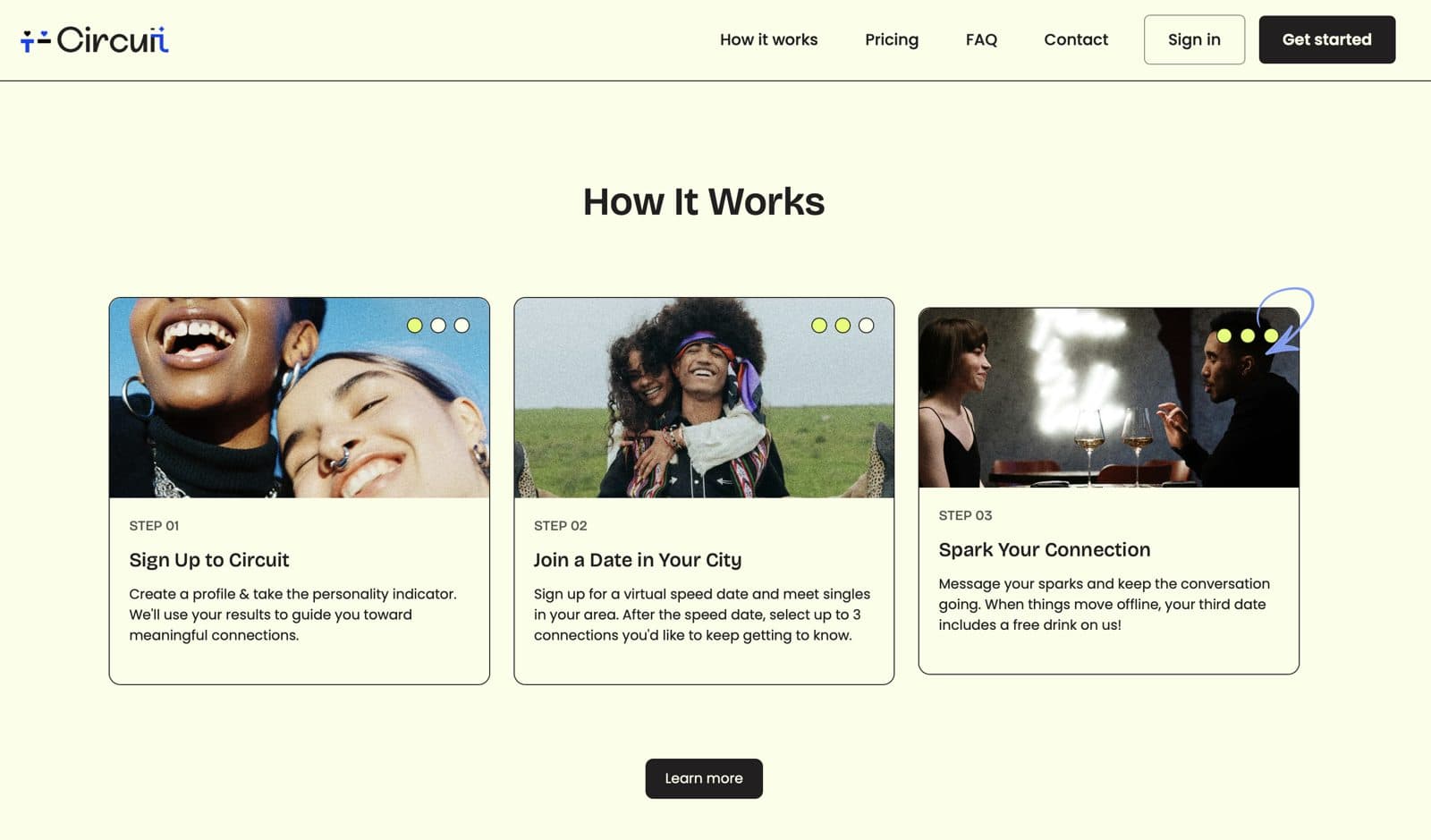 Circuit's video speed-dating interface
